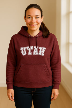 Utah Hoodie, Collegiate Block Letter State Pride Pullover for Locals and Travelers