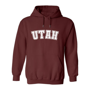 Utah Hoodie, Collegiate Block Letter State Pride Pullover for Locals and Travelers