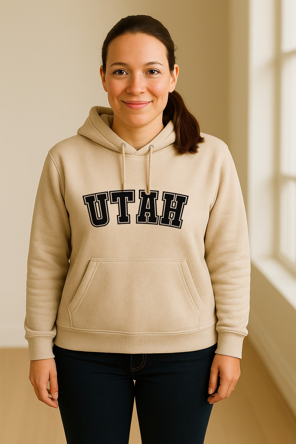 Utah Hoodie, Collegiate Block Letter State Pride Pullover for Locals and Travelers
