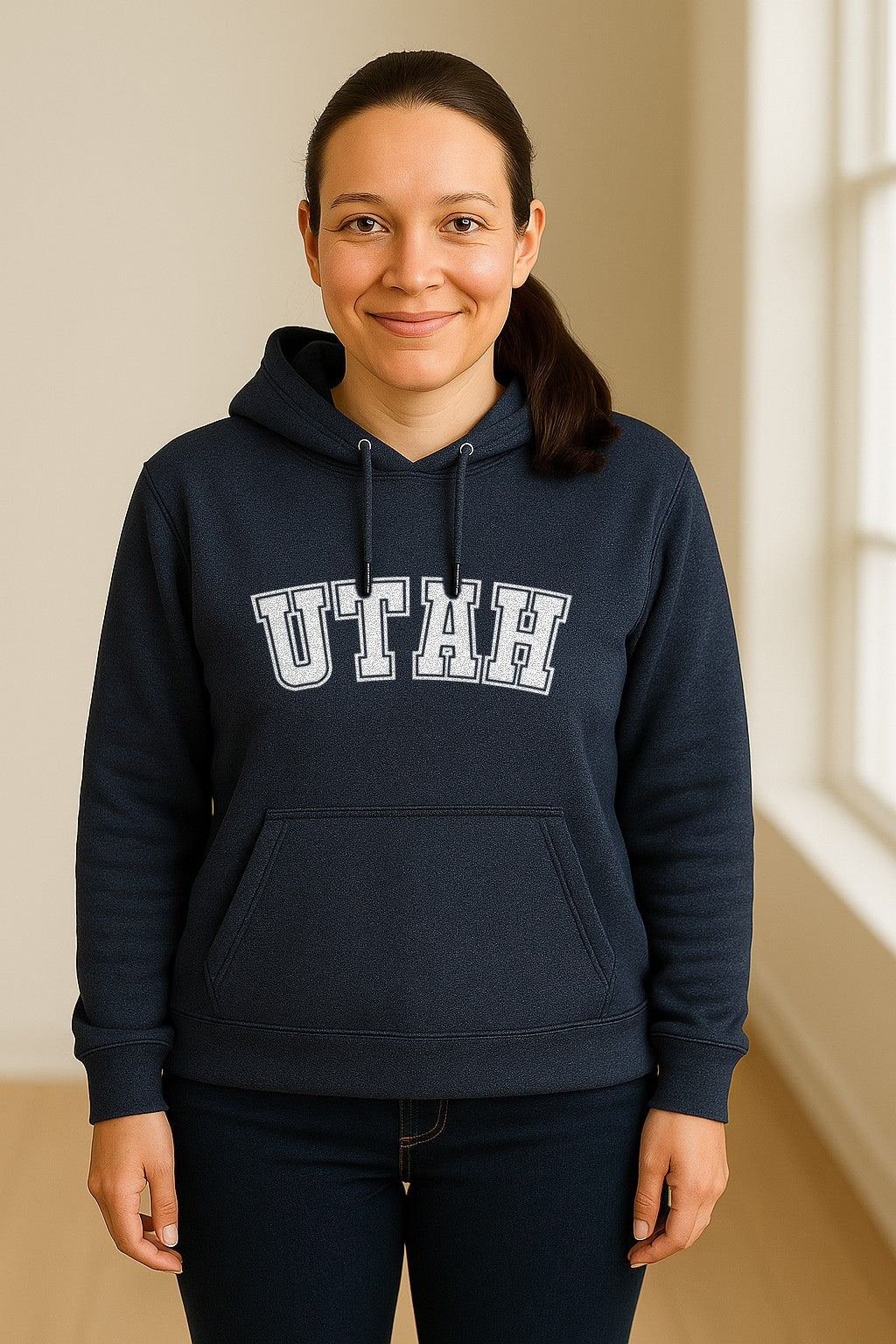 Utah Hoodie, Collegiate Block Letter State Pride Pullover for Locals and Travelers