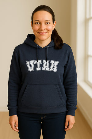 Utah Hoodie, Collegiate Block Letter State Pride Pullover for Locals and Travelers