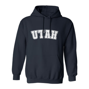 Utah Hoodie, Collegiate Block Letter State Pride Pullover for Locals and Travelers