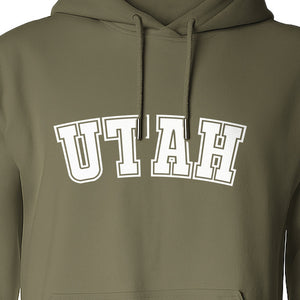 Utah Hoodie, Collegiate Block Letter State Pride Pullover for Locals and Travelers