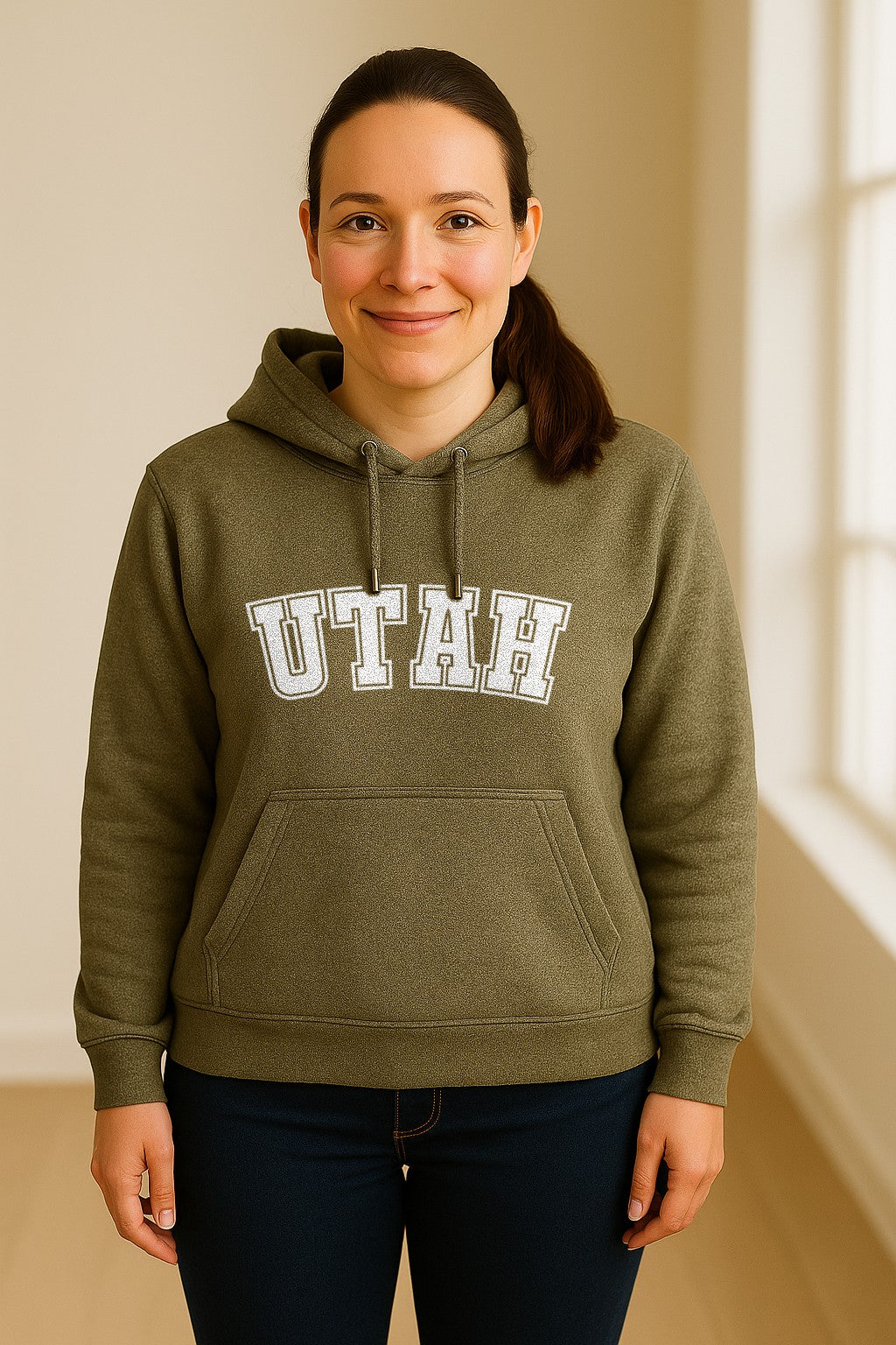 Utah Hoodie, Collegiate Block Letter State Pride Pullover for Locals and Travelers
