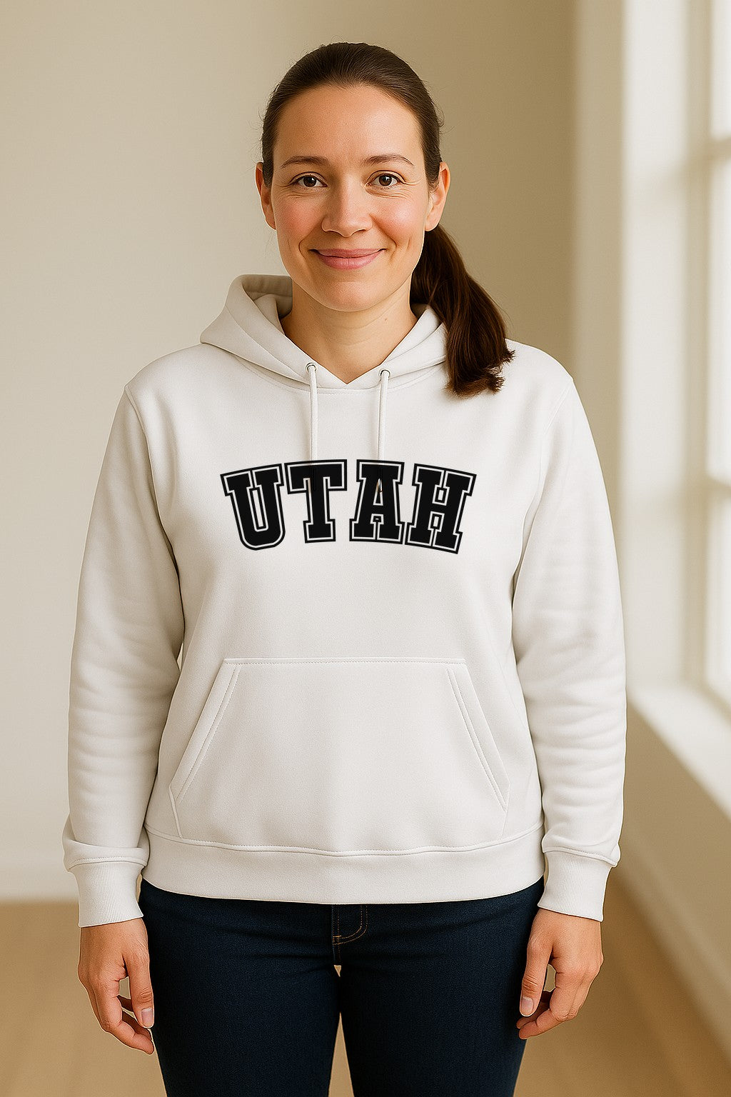 Utah Hoodie, Collegiate Block Letter State Pride Pullover for Locals and Travelers