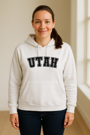 Utah Hoodie, Collegiate Block Letter State Pride Pullover for Locals and Travelers