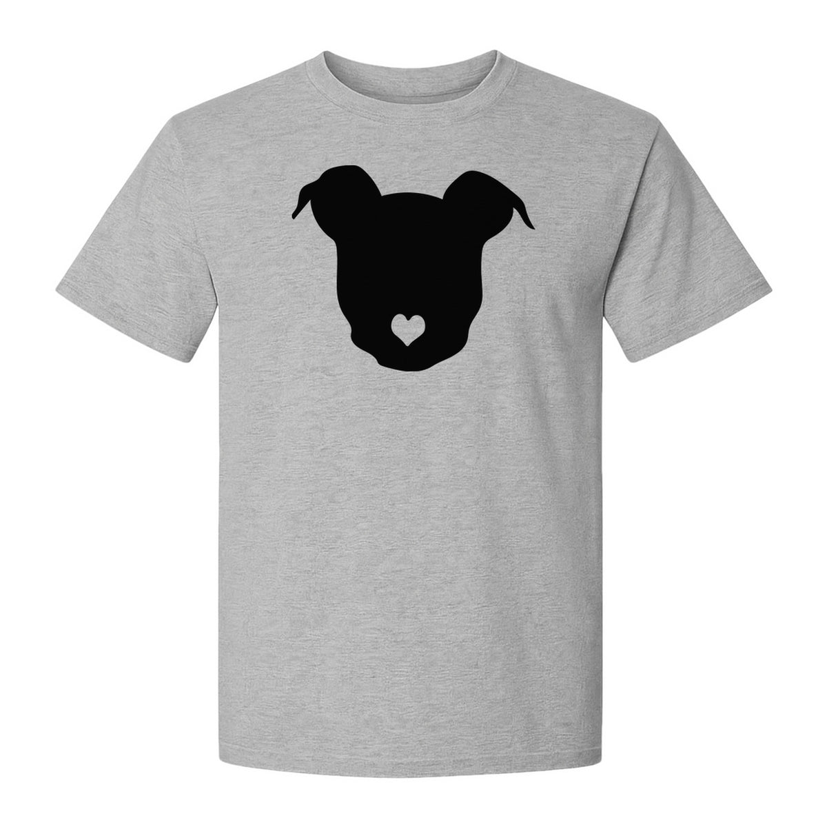 Dog Lover T-Shirt, Heart Nose Head Silhouette Design for Pet Moms and Animal Fans