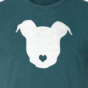 Dog Lover T-Shirt, Heart Nose Head Silhouette Design for Pet Moms and Animal Fans