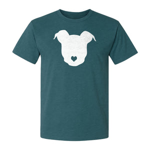 Dog Lover T-Shirt, Heart Nose Head Silhouette Design for Pet Moms and Animal Fans