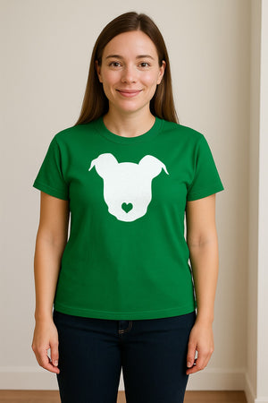 Dog Lover T-Shirt, Heart Nose Head Silhouette Design for Pet Moms and Animal Fans