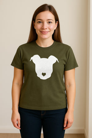 Dog Lover T-Shirt, Heart Nose Head Silhouette Design for Pet Moms and Animal Fans