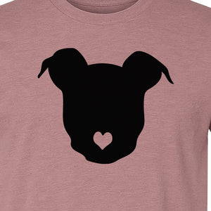 Dog Lover T-Shirt, Heart Nose Head Silhouette Design for Pet Moms and Animal Fans
