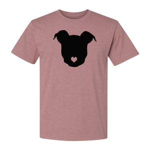 Dog Lover T-Shirt, Heart Nose Head Silhouette Design for Pet Moms and Animal Fans