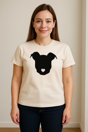 Dog Lover T-Shirt, Heart Nose Head Silhouette Design for Pet Moms and Animal Fans