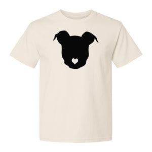 Dog Lover T-Shirt, Heart Nose Head Silhouette Design for Pet Moms and Animal Fans