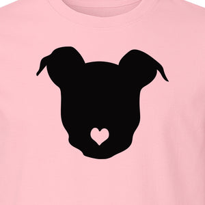 Dog Lover T-Shirt, Heart Nose Head Silhouette Design for Pet Moms and Animal Fans