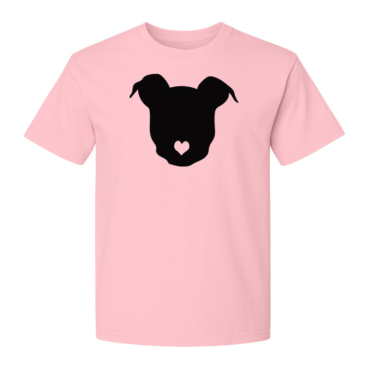 Dog Lover T-Shirt, Heart Nose Head Silhouette Design for Pet Moms and Animal Fans
