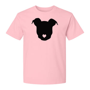 Dog Lover T-Shirt, Heart Nose Head Silhouette Design for Pet Moms and Animal Fans