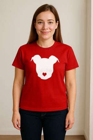 Dog Lover T-Shirt, Heart Nose Head Silhouette Design for Pet Moms and Animal Fans
