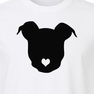 Dog Lover T-Shirt, Heart Nose Head Silhouette Design for Pet Moms and Animal Fans