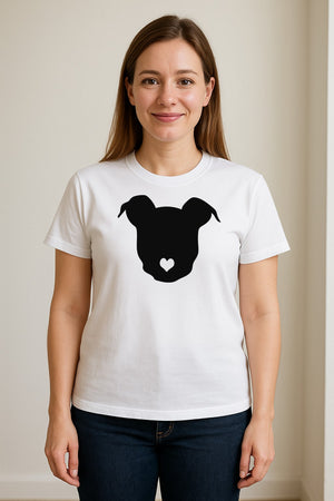 Dog Lover T-Shirt, Heart Nose Head Silhouette Design for Pet Moms and Animal Fans