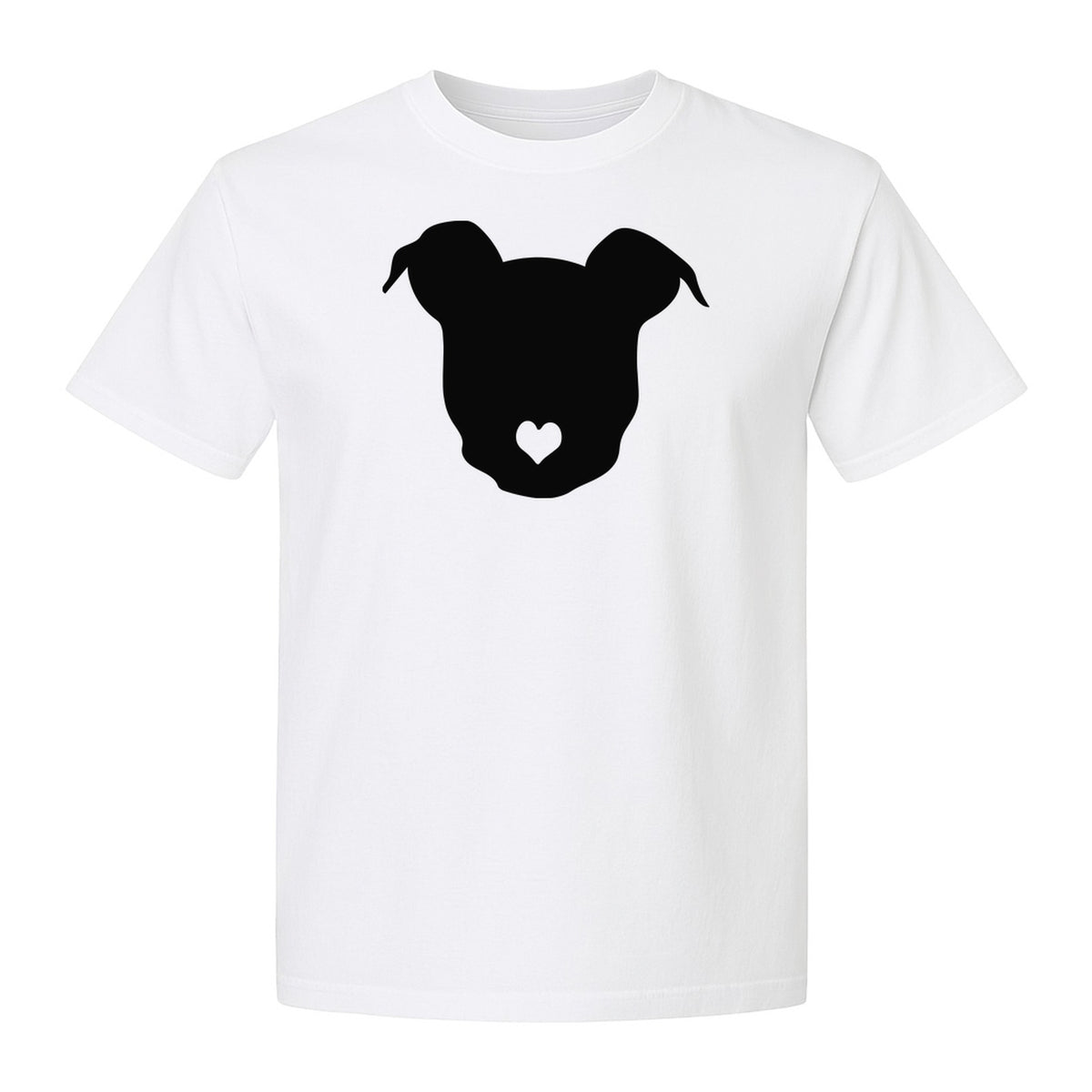 Dog Lover T-Shirt, Heart Nose Head Silhouette Design for Pet Moms and Animal Fans