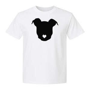 Dog Lover T-Shirt, Heart Nose Head Silhouette Design for Pet Moms and Animal Fans