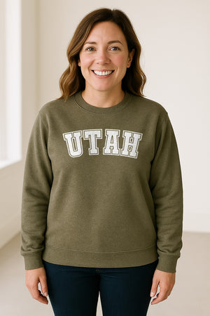 Utah Sweatshirt, Retro Collegiate Lettering Crewneck for State Pride and Travel
