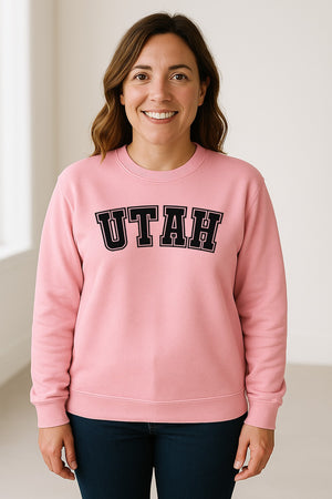 Utah Sweatshirt, Retro Collegiate Lettering Crewneck for State Pride and Travel