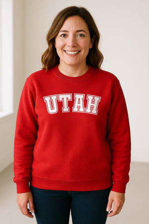 Utah Sweatshirt, Retro Collegiate Lettering Crewneck for State Pride and Travel
