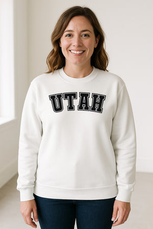 Utah Sweatshirt, Retro Collegiate Lettering Crewneck for State Pride and Travel