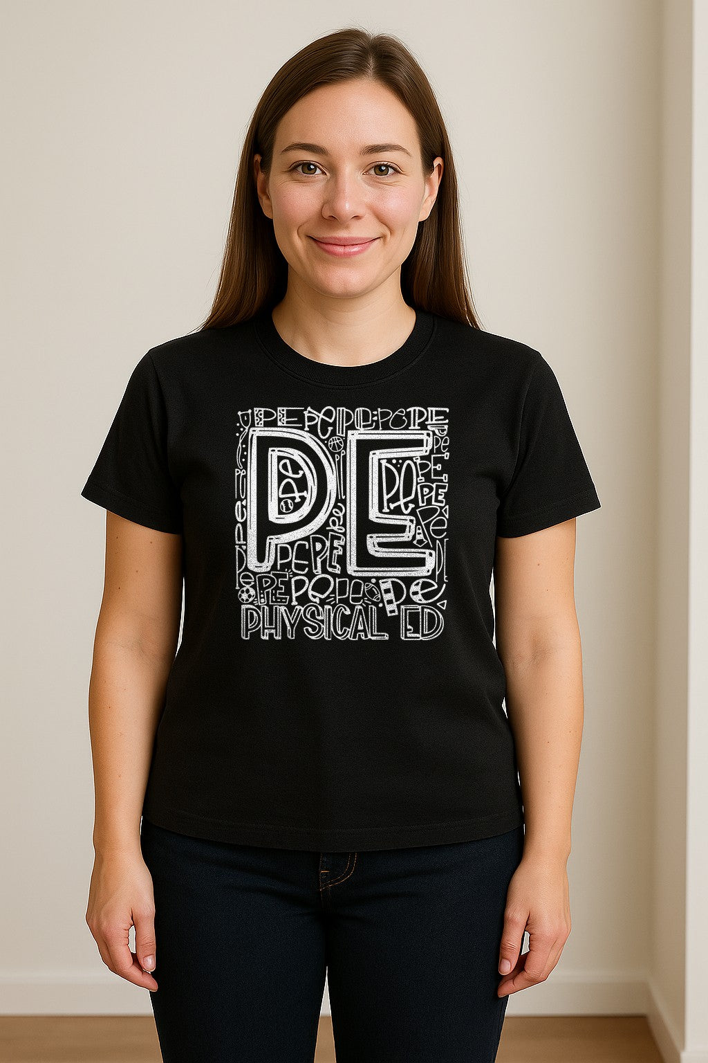 PE Teacher T-Shirt, Physical Education Typography Design for Gym Instructors and Coaches