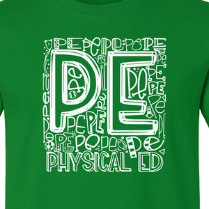 PE Teacher T-Shirt, Physical Education Typography Design for Gym Instructors and Coaches