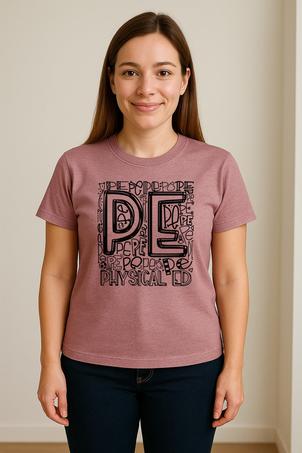PE Teacher T-Shirt, Physical Education Typography Design for Gym Instructors and Coaches