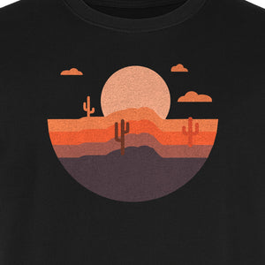 Desert Sunset T-Shirt, Retro Cactus Horizon Graphic for 1970s Style Nature Lovers