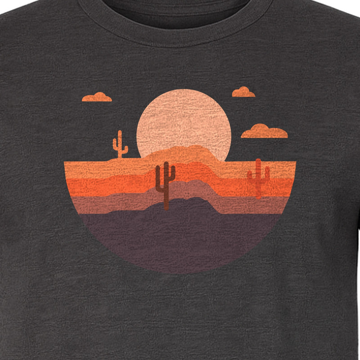 Desert Sunset T-Shirt, Retro Cactus Horizon Graphic for 1970s Style Nature Lovers
