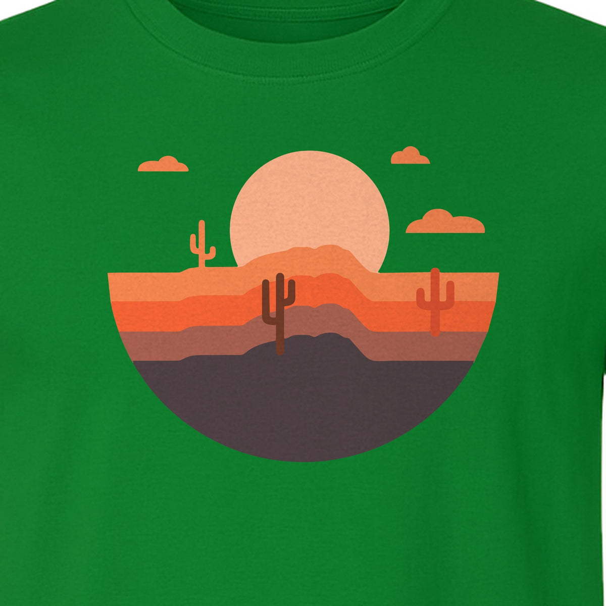 Desert Sunset T-Shirt, Retro Cactus Horizon Graphic for 1970s Style Nature Lovers