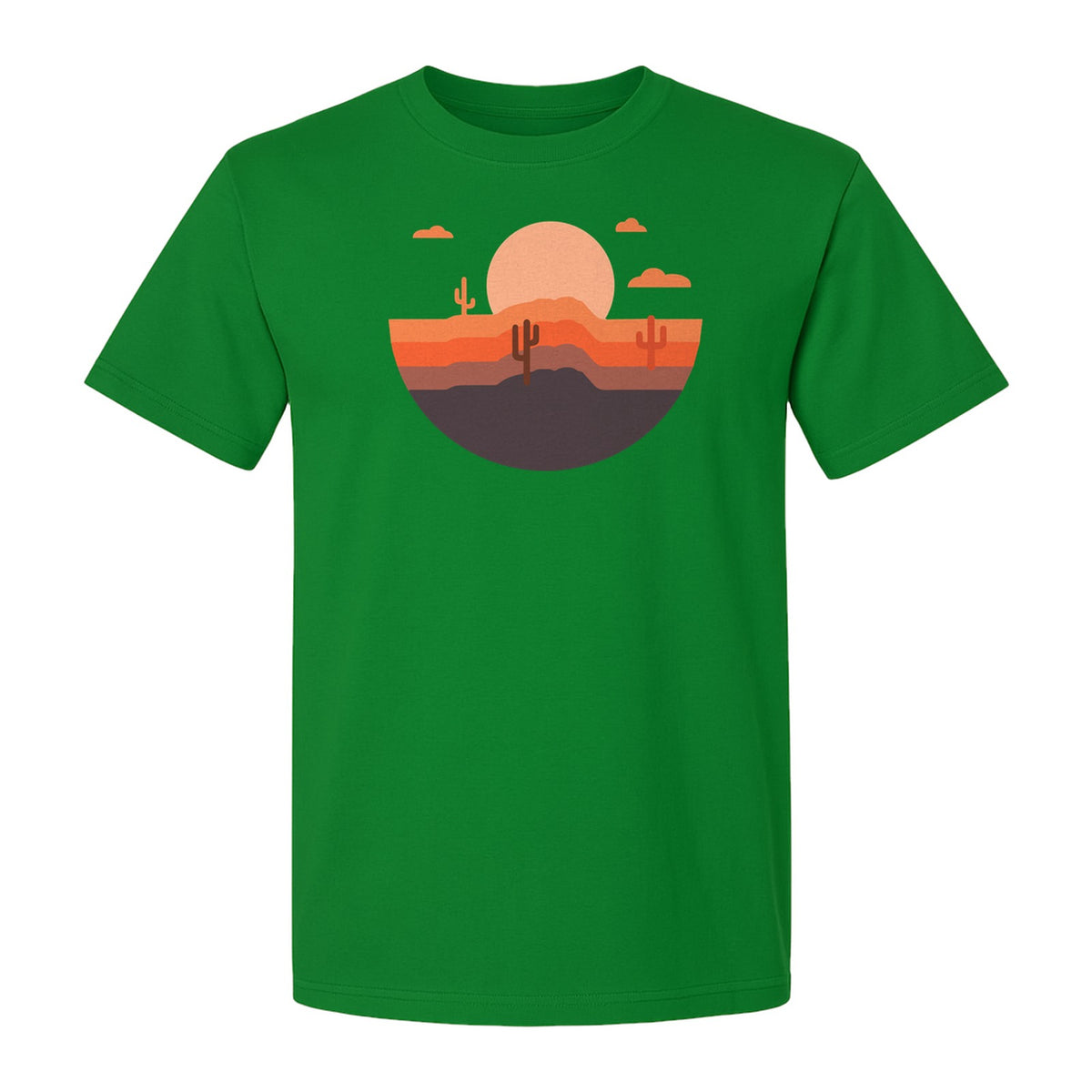 Desert Sunset T-Shirt, Retro Cactus Horizon Graphic for 1970s Style Nature Lovers