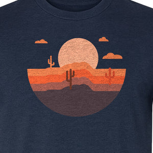 Desert Sunset T-Shirt, Retro Cactus Horizon Graphic for 1970s Style Nature Lovers