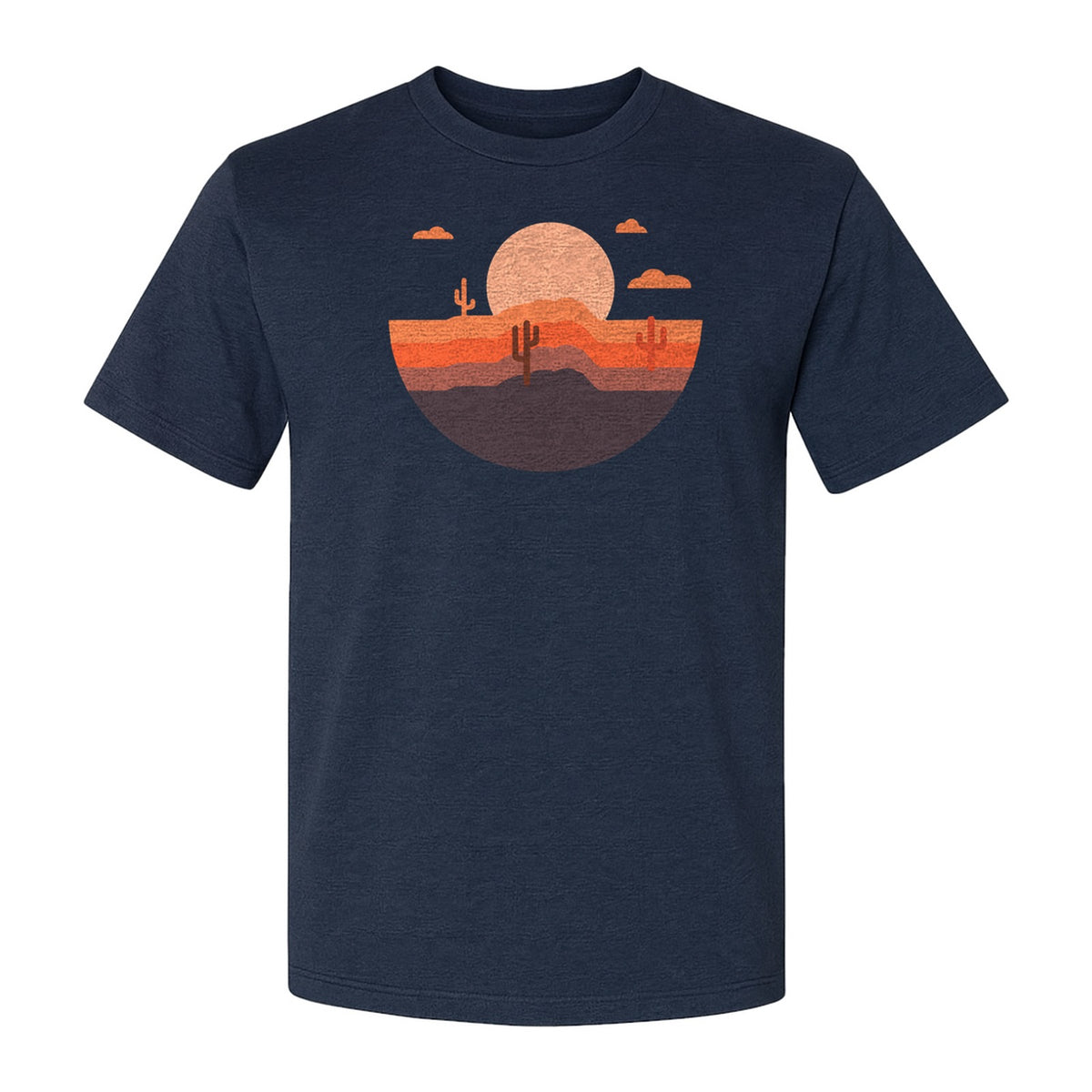 Desert Sunset T-Shirt, Retro Cactus Horizon Graphic for 1970s Style Nature Lovers