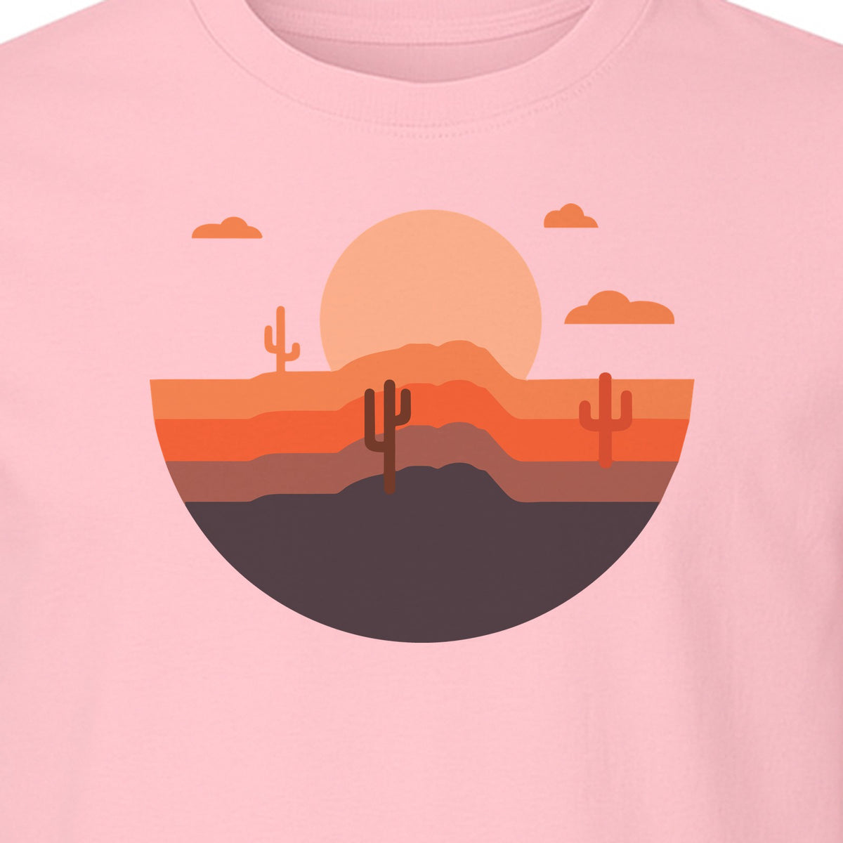 Desert Sunset T-Shirt, Retro Cactus Horizon Graphic for 1970s Style Nature Lovers