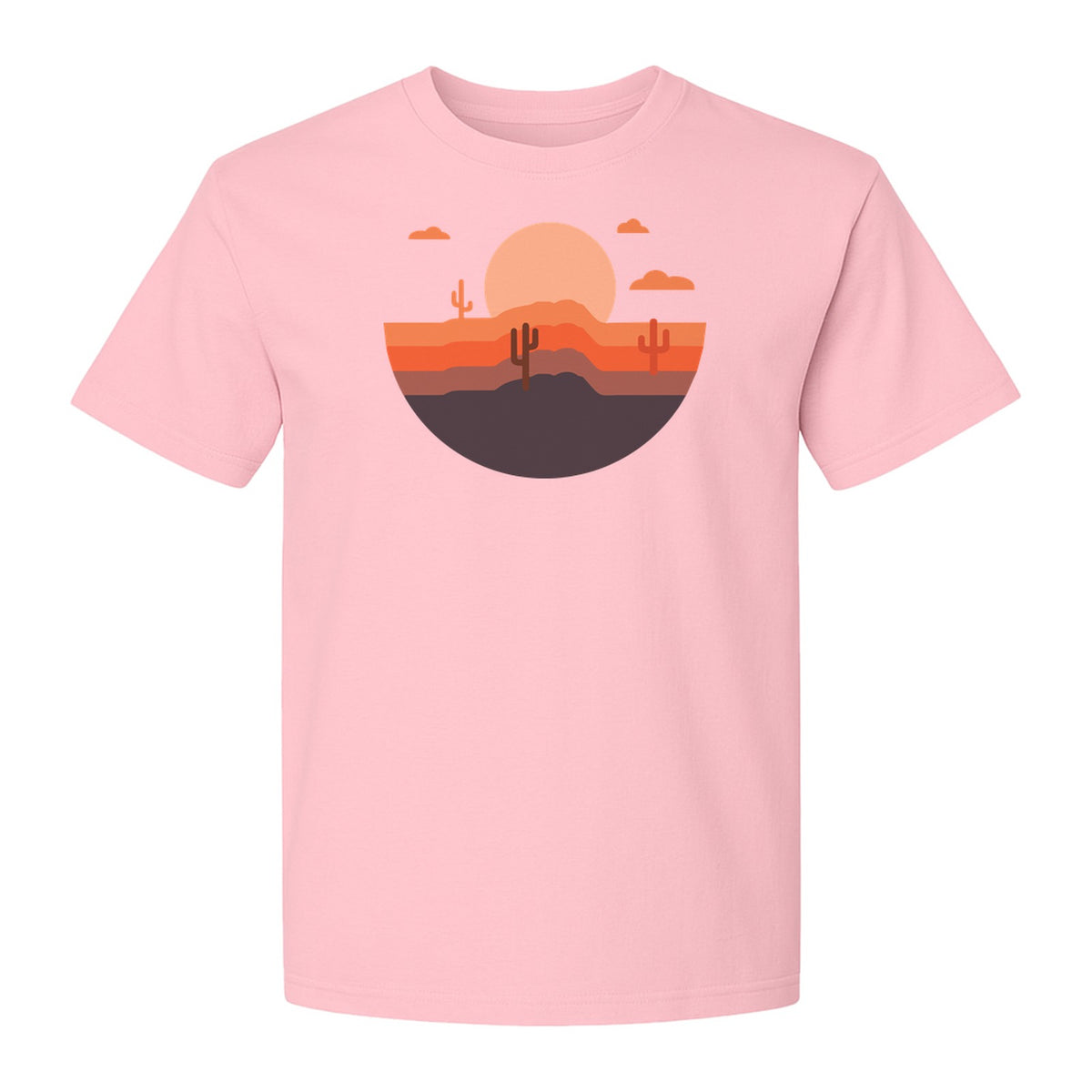 Desert Sunset T-Shirt, Retro Cactus Horizon Graphic for 1970s Style Nature Lovers