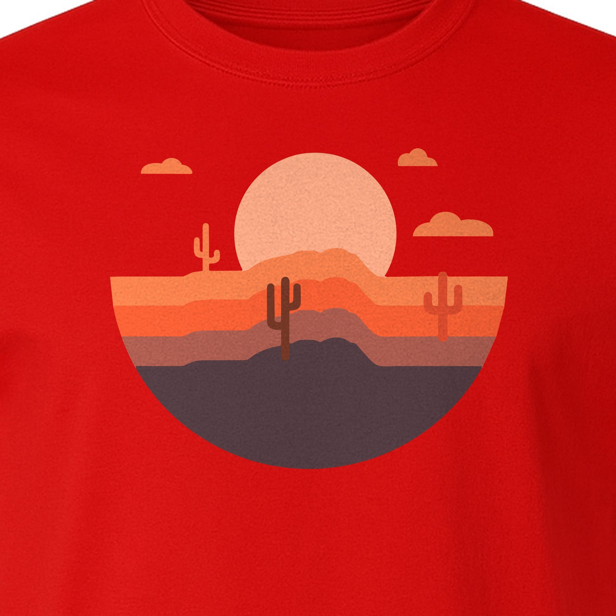 Desert Sunset T-Shirt, Retro Cactus Horizon Graphic for 1970s Style Nature Lovers