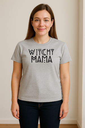 Witchy Mama T-Shirt, Crescent Moon Halloween Graphic for Moms and Spooky Season