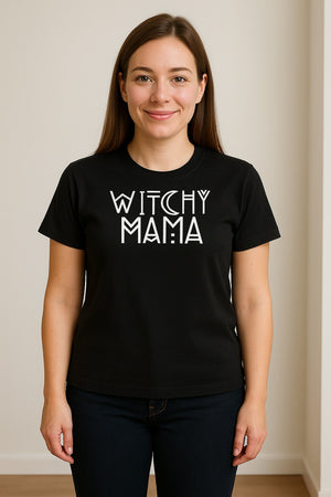 Witchy Mama T-Shirt, Crescent Moon Halloween Graphic for Moms and Spooky Season