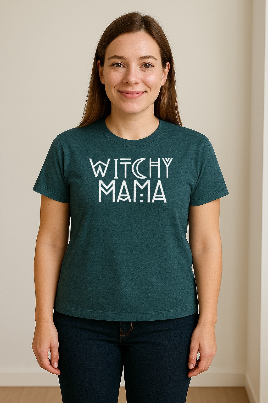Witchy Mama T-Shirt, Crescent Moon Halloween Graphic for Moms and Spooky Season