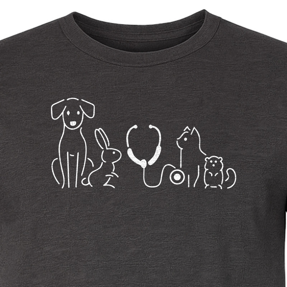 Veterinarian T-Shirt, Line Art Pets and Stethoscope Design for Vet Techs and Animal Care Students