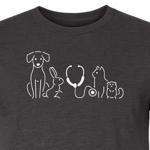 Veterinarian T-Shirt, Line Art Pets and Stethoscope Design for Vet Techs and Animal Care Students