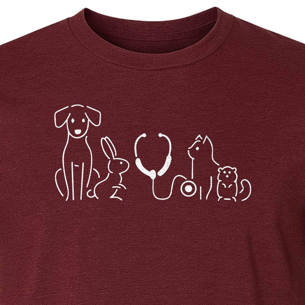 Veterinarian T-Shirt, Line Art Pets and Stethoscope Design for Vet Techs and Animal Care Students