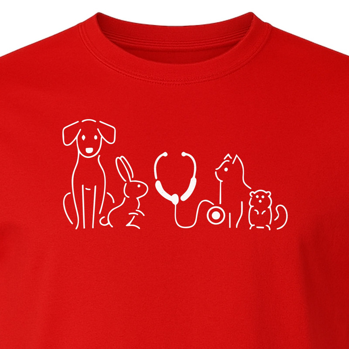 Veterinarian T-Shirt, Line Art Pets and Stethoscope Design for Vet Techs and Animal Care Students